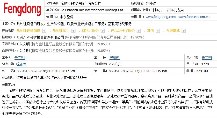 同花順信息顯示金財(cái)互聯(lián)主營(yíng)業(yè)務(wù)包括熱處理設(shè)備